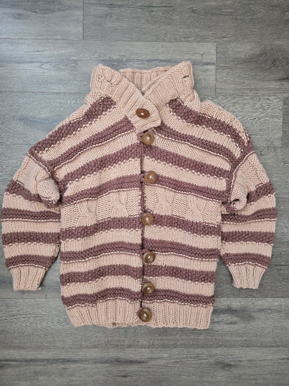 Handmade Chunky Oversized Striped Cardigan Cottagecore Fisherman Fall